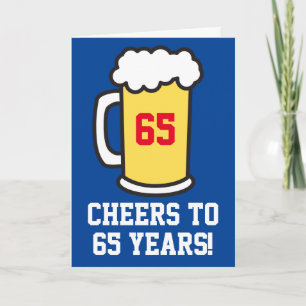 Carte Salutations À 65 Ans Bière Anniversaire (Blanc À L