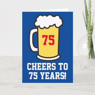 Carte Salutations À 75 Ans Bière Anniversaire (Blanc À L