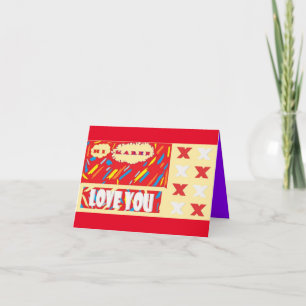 Carte Salutations à Karen en violet et rouge
