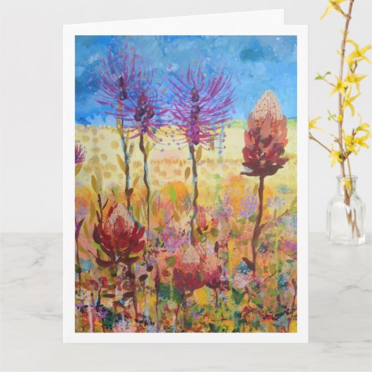 Carte Salutations australiennes d'art de fleur sauvage (Fleur jaune)