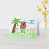 Carte Salutations aux ours d'anniversaire (Fleur jaune)