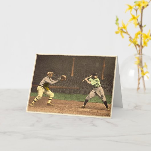 Carte Salutations classiques de base-ball (Fleur jaune)