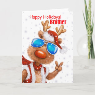 Carte Salutations cool et drôles de rennes, Joyeux Noël