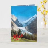 Carte Salutations d'anniversaire - glacier, Grindelwald (Fleur jaune)