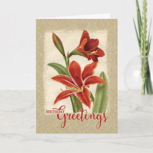 Carte Salutations d'anniversaire Lily Reproduction Vinta