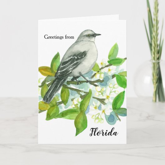 Carte Salutations de blanc de moqueur de la Floride (Devant)