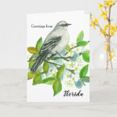 Carte Salutations de blanc de moqueur de la Floride (Fleur jaune)