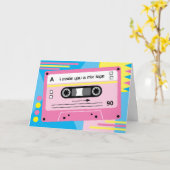 Carte Salutations de cassette mixte rose Old Skool (Fleur jaune)