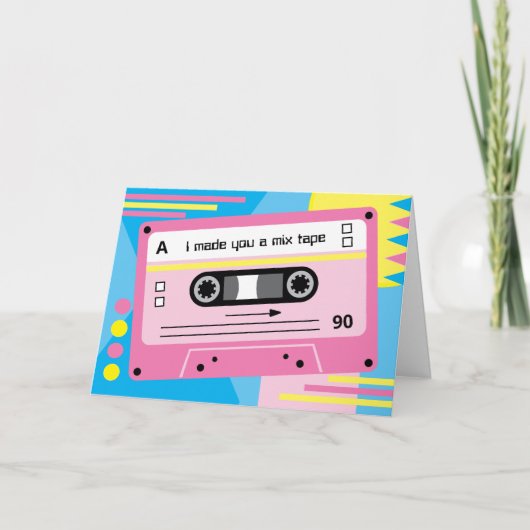 Carte Salutations de cassette mixte rose Old Skool (Devant)