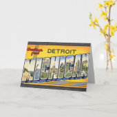 Carte Salutations de Detroit dans le Michigan, Vintage (Fleur jaune)
