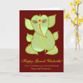 Carte Salutations de fête de motif de feuille de Ganesh (Fleur jaune)