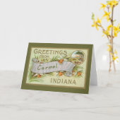 Carte Salutations de frontière Indiana-Verte de Carmel (Fleur jaune)