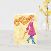 Carte Salutations de jour pluvieux (Fleur jaune)