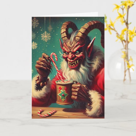 Carte Salutations de Krampus (Fleur jaune)