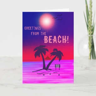 Carte Salutations de la plage ! Pourpre