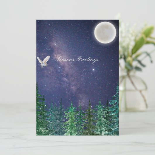 Carte Salutations de la saison - Lune de hibou (Debout devant)