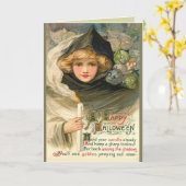 Carte Salutations de lutin de Halloween (Fleur jaune)