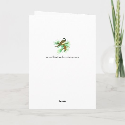 Carte Salutations de Maine Black Capped Chickadee (Dos)