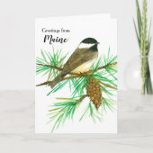 Carte Salutations de Maine Black Capped Chickadee (Devant)