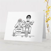 Carte Salutations de Mariage de motocyclette personnalis (Fleur jaune)