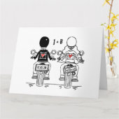Carte Salutations de Mariage de motocyclette personnalis (Fleur jaune)