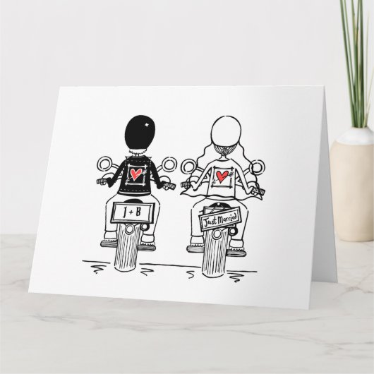 Carte Salutations de Mariage de motocyclette personnalis (Devant)