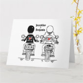Carte Salutations de Mariage de motocyclette personnalis (Fleur jaune)