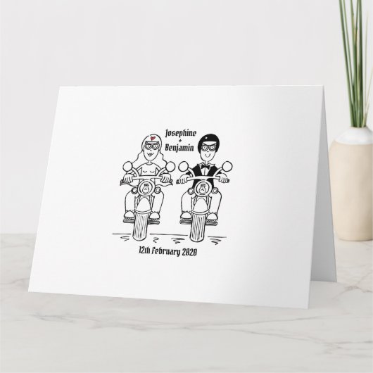 Carte Salutations de Mariage de motocyclette personnalis (Devant)