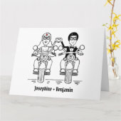 Carte Salutations de Mariage de motocyclette personnalis (Fleur jaune)
