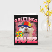 Carte Salutations de Mème de Chat Huzz Drôle Amoureux de (Fleur jaune)
