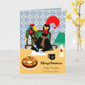 Carte Salutations de Noël du Rooster portugais (Fleur jaune)