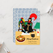 Carte Salutations de Noël du Rooster portugais (Devant/Arrière en situation)