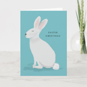 Carte Salutations de Pâques Rabat blanc sur Turquoise cl