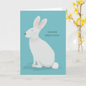 Carte Salutations de Pâques Rabat blanc sur Turquoise cl (Fleur jaune)