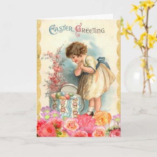 Carte Salutations de Pâques vintages (Fleur jaune)