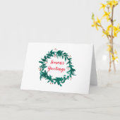 Carte Salutations de saison Couronne de houx verte Peint (Fleur jaune)