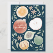 Carte Salutations de saison Fruits à plat - Bleu (Devant)