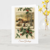 Carte Salutations de saison Vintage (Fleur jaune)