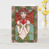 Carte salutations de sirène de claddagh (Fleur jaune)