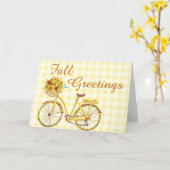 Carte Salutations de vélo d'automne (Fleur jaune)