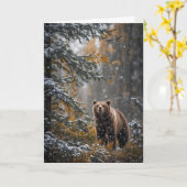 Carte Salutations de Yule du solstice d'hiver Forêt sauv (Fleur jaune)