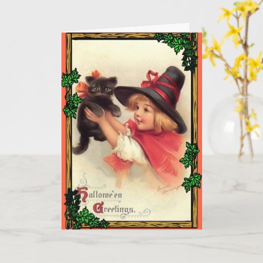 Carte Salutations d'Halloween (Fleur jaune)