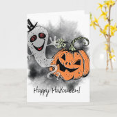 Carte Salutations d'Halloween (Fleur jaune)