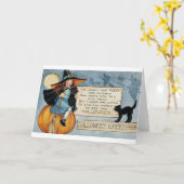 Carte Salutations d'Halloween vintage (Fleur jaune)