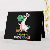 Carte Salutations Dinosaur Bunny Egg Joyeux Pâques S (Fleur jaune)