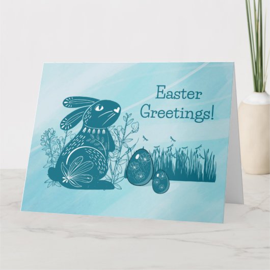 CARTE SALUTATIONS DU LAPIN DE PÂQUES (Devant)