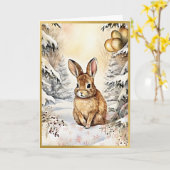 Carte Salutations Enchanted de Bunny de Forêt (Fleur jaune)