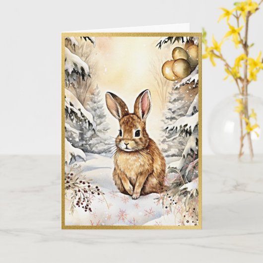 Carte Salutations Enchanted de Bunny de Forêt (Fleur jaune)