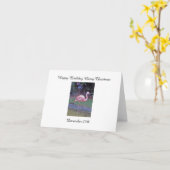 Carte Salutations flamant (Fleur jaune)