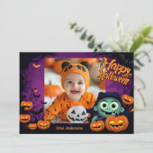 Carte 👻 salutations Halloween avec photo personnalisée (Debout devant)